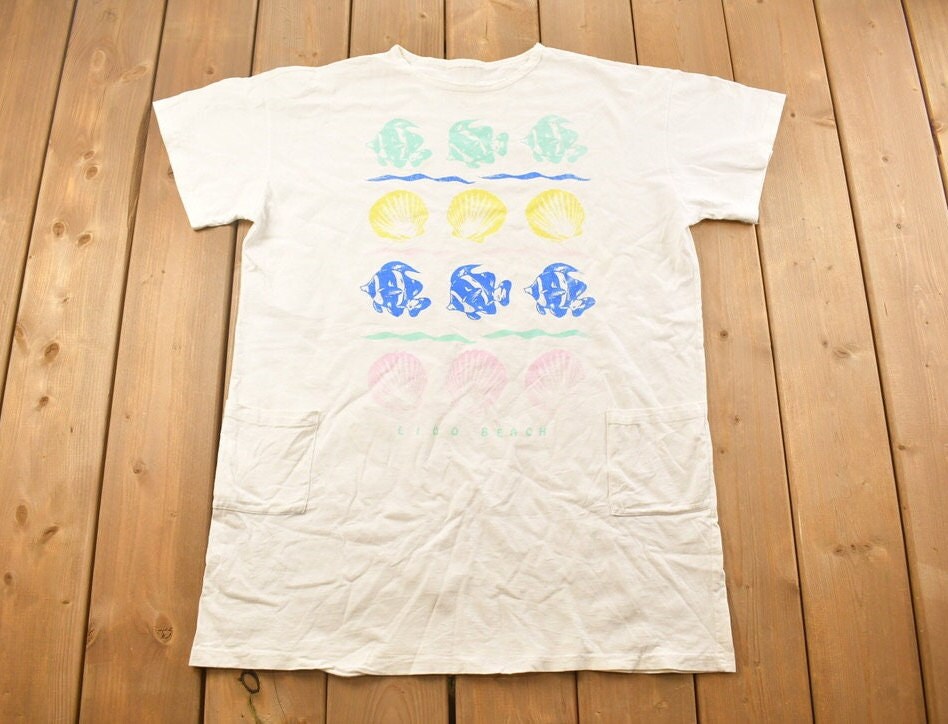 Vintage 1990s Fish And Shells Graphic T Shirt