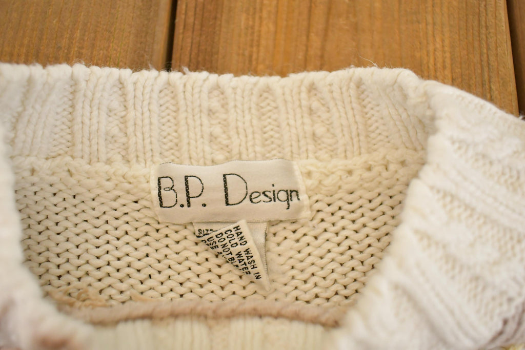 Vintage 1990s BP Design Floral Chunky Knit Crewneck Sweater Womens M /