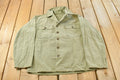 Vintage 1940s Military HBT Olive Drab Button Up Shirt Men's Medium /