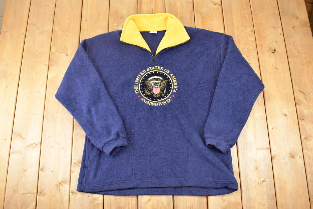 Vintage 1990s United States Of America Crest Logo Fleece Outdoorsman Sweater Men's L