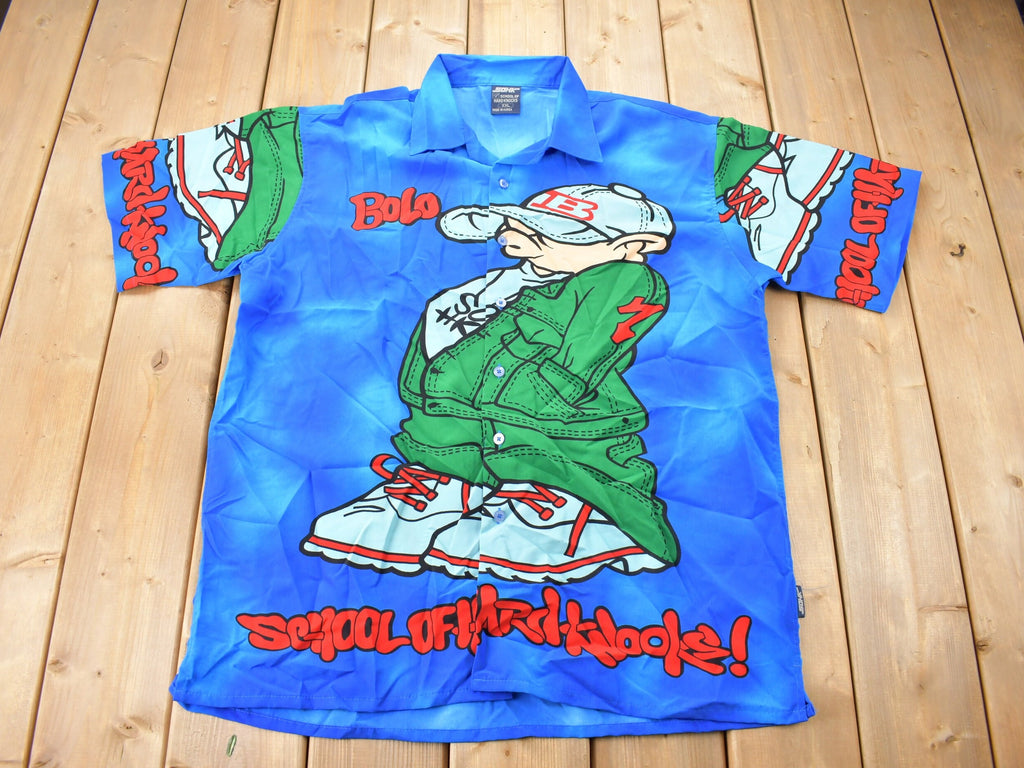 Vintage 1990s School Of Hard Knocks All Over Print Button Up Shirt