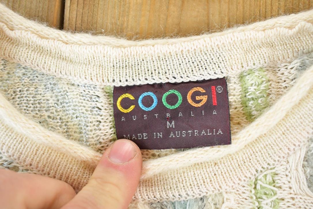 Vintage 1990s Coogi Made In Australia 3D knit 100% Cotton Abstract Pattern Crewneck Sweater