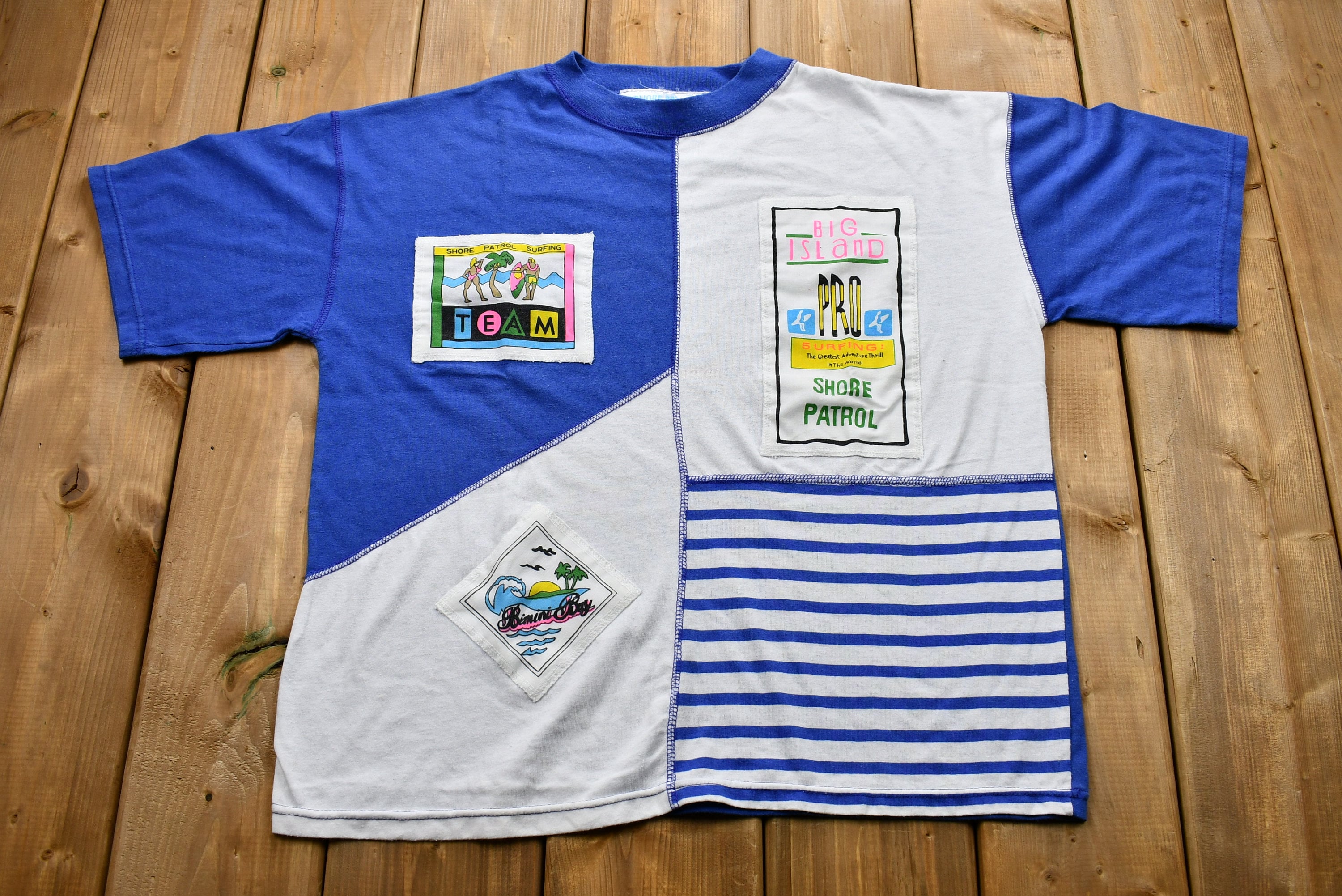 Vintage 1990s Shore Patrol Surfing Team Color Block T-Shirt