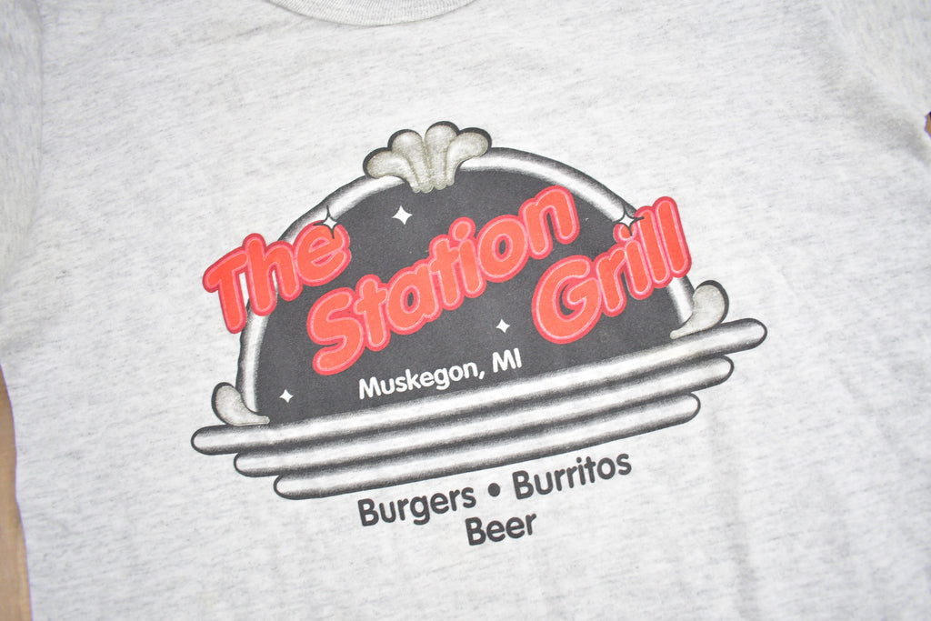 Vintage 1990s The Station Grill Michigan Souvenir T Shirt  Streetwear  Made In USA  Single Stitch  Travel T Shirt