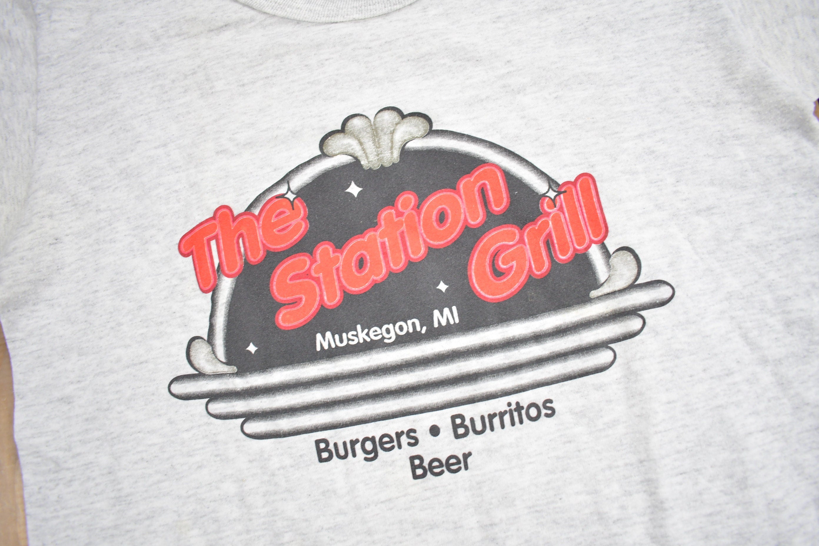 Vintage 1990s The Station Grill Michigan Souvenir T Shirt  Streetwear  Made In USA  Single Stitch  Travel T Shirt