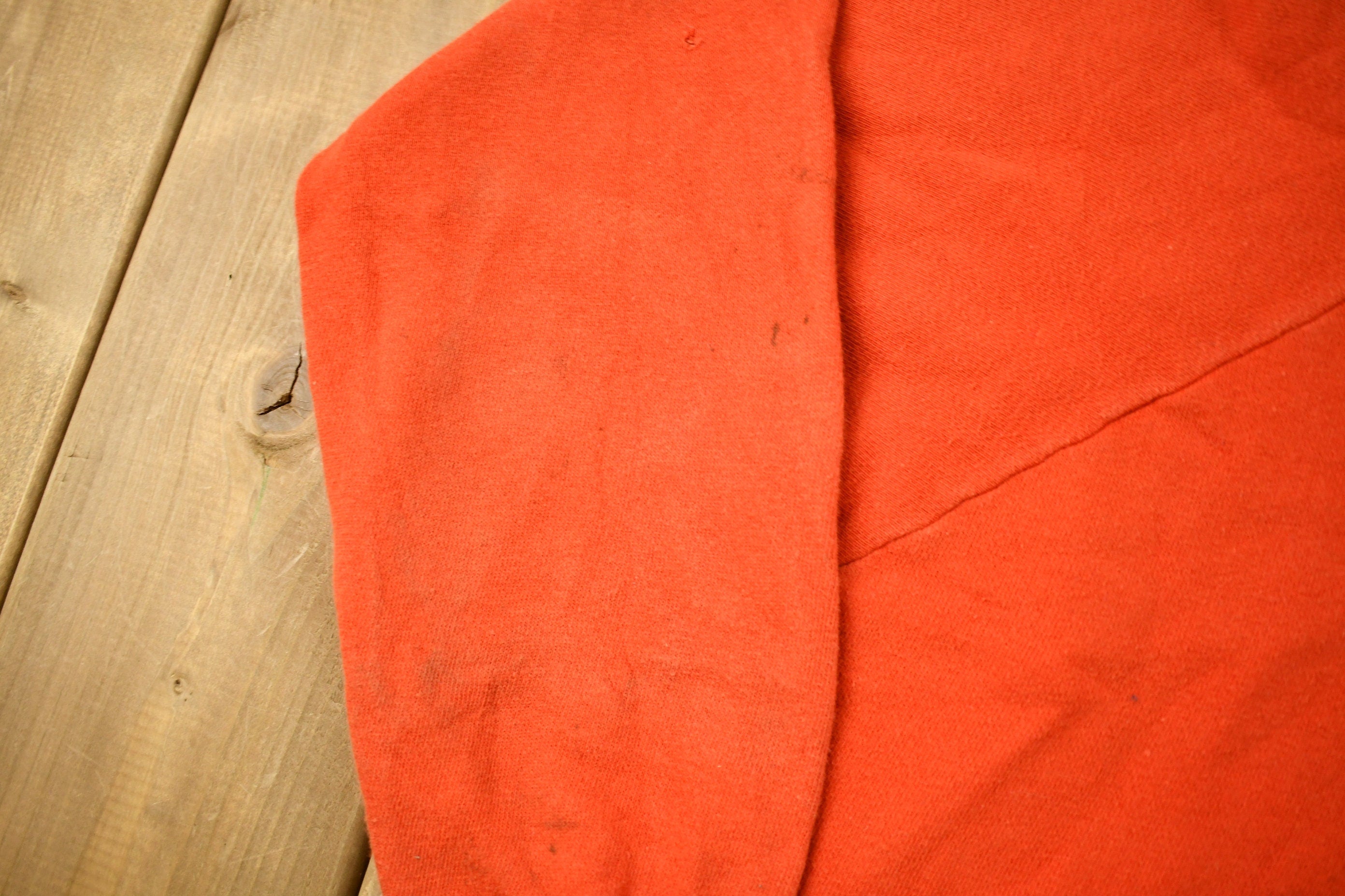 Vintage 1960s Blank Orange Raglan Mockneck Sweatshirt  60s Crewneck  Made In USA  Athleisure  True Vintage  Heath Knit  Distressed