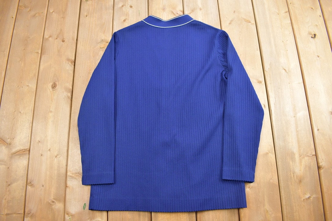 Vintage 1980s Pleated Polyester Cardigan Sweater