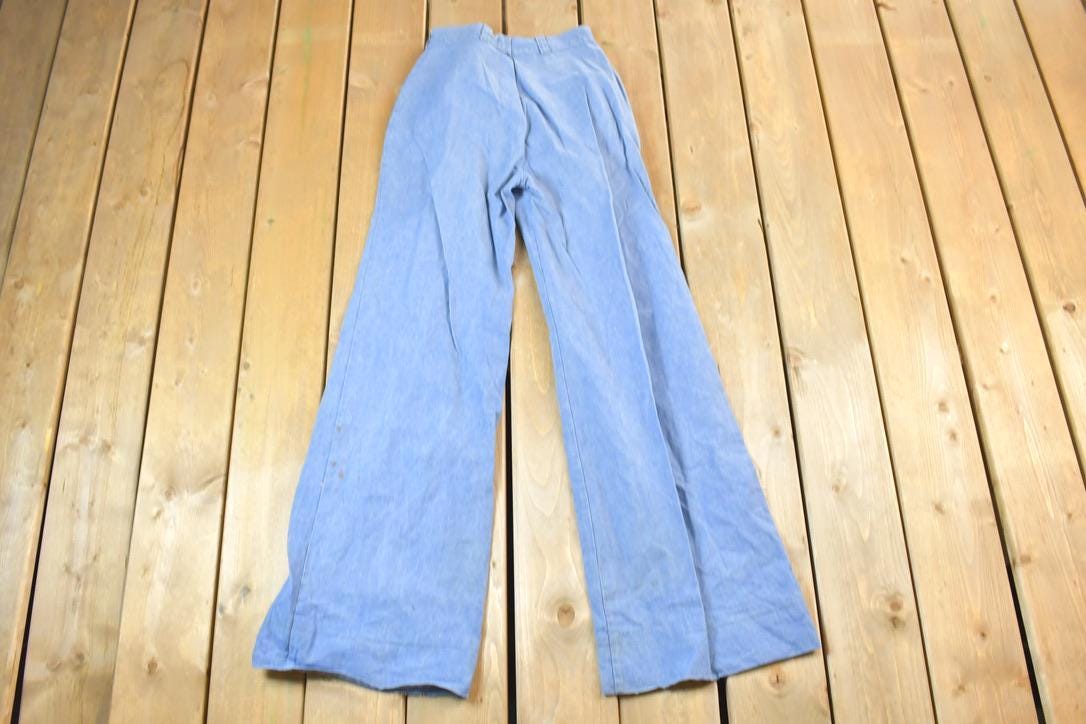 Vintage 1960s Bell Bottom Denim Jeans Size 24 x 34 Made In USA