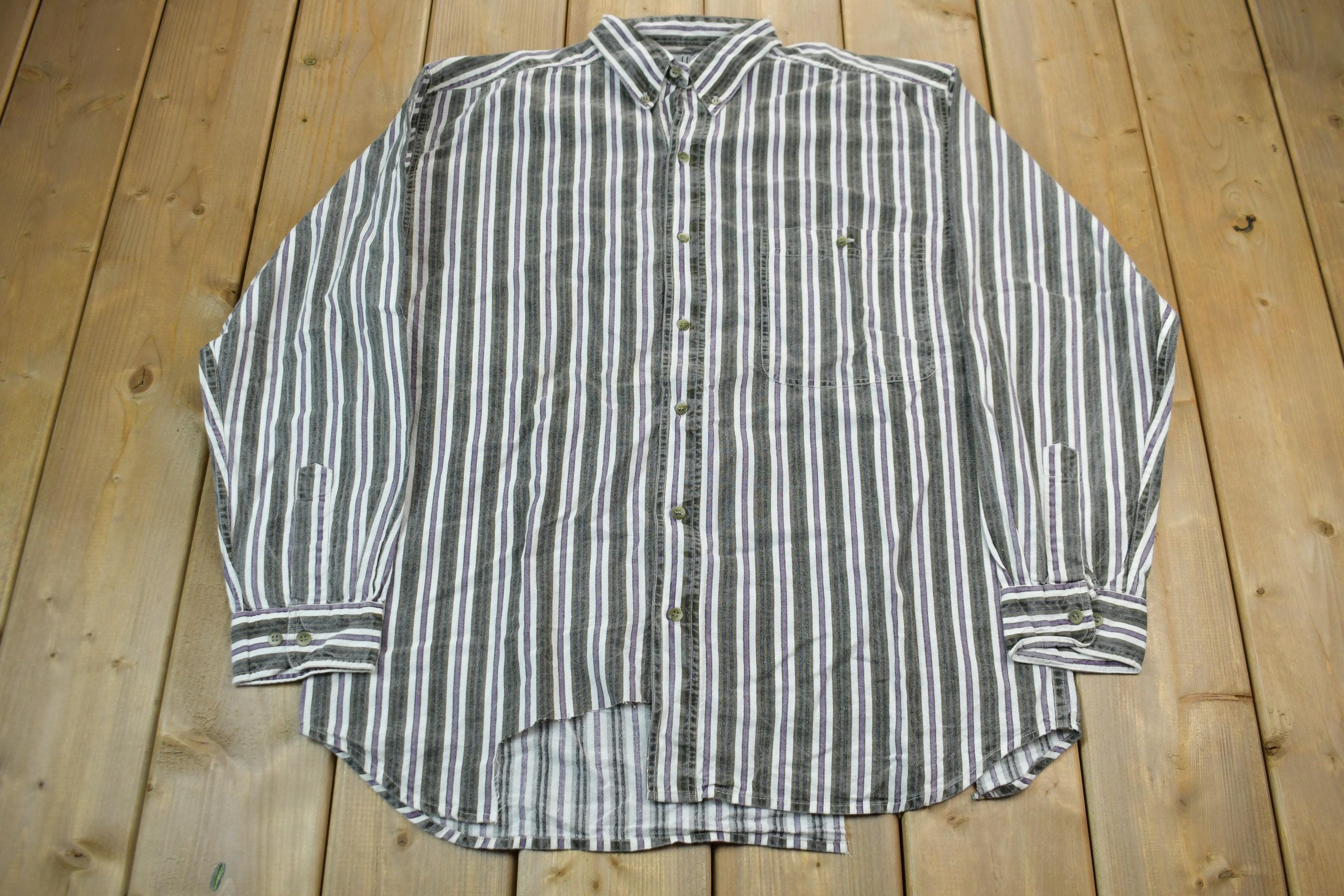 Vintage 1990s striped Pause Button Up Shirt