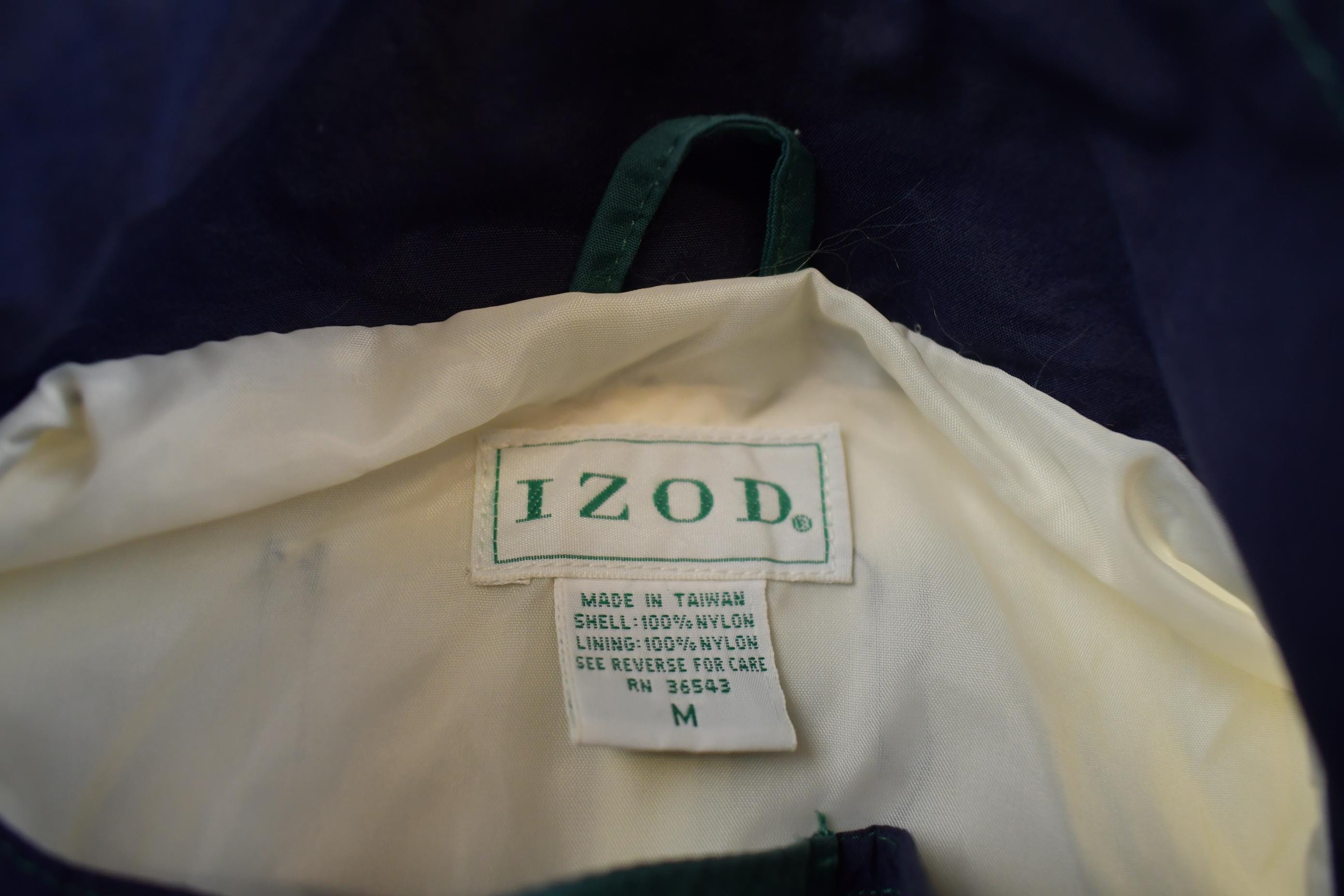 Vintage 1990s Izod Embroidered Logo Full Zip Color Block Windbreaker