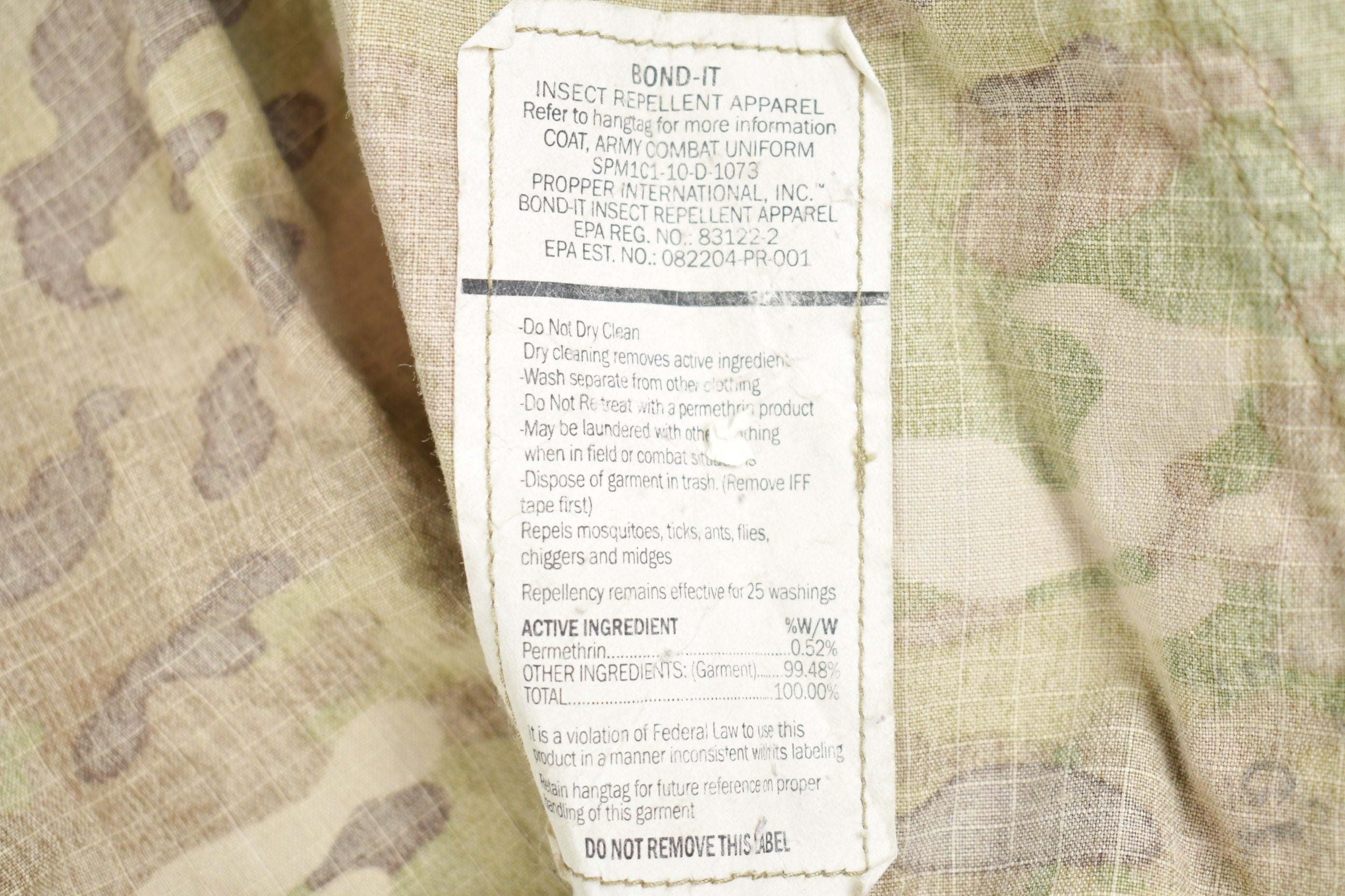 Vintage 1990s Military Desert Camo Insect Repellent Field Jacket
