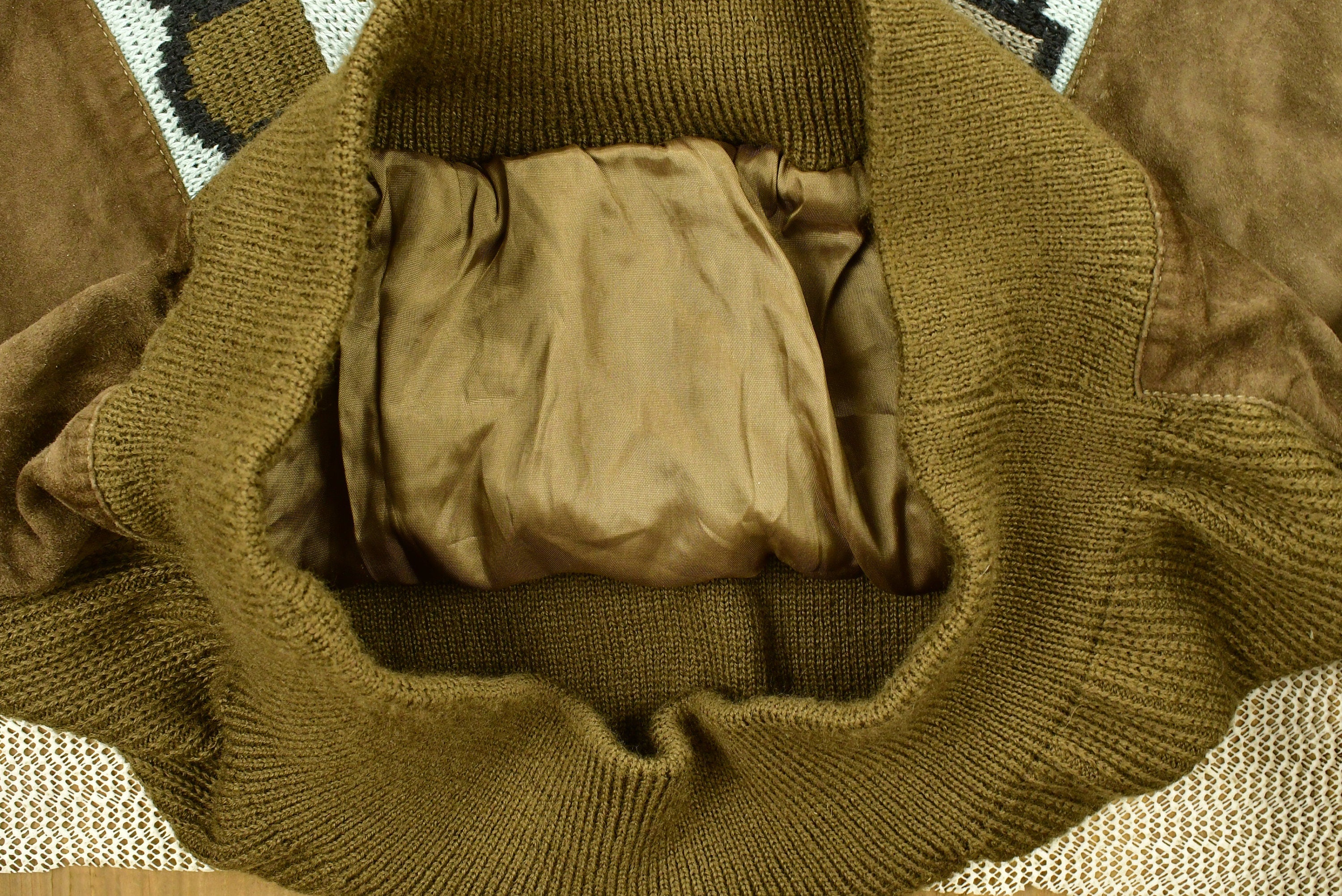 Vintage 1980's Modango Italian Knitted Sweater Sueded Patchwork Made In Italy /