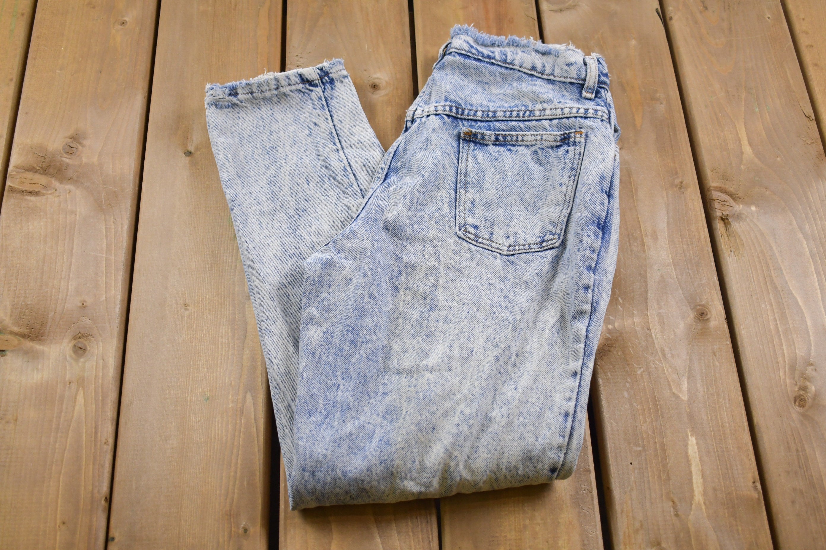 Vintage 1990's Unbranded Acid Wash Blue Jeans 28 x 28  Made in USA  90s Fashion  Vintage Distressed Jeans  Streetwear Fashion