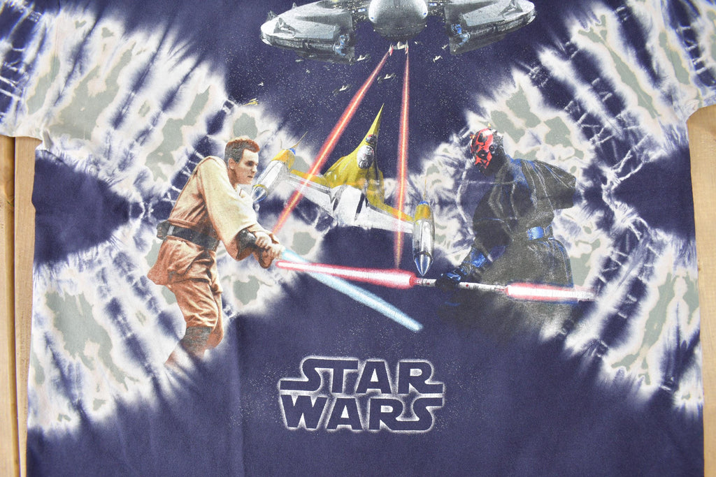 Vintage 1999 Star Wars Episode 1 All Over Print Tie Dye Promo T-Shirt