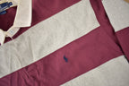 Vintage 1990s Polo By Ralph Lauren Embroidered Small Pony Striped Rugby Sweater Size XLarge