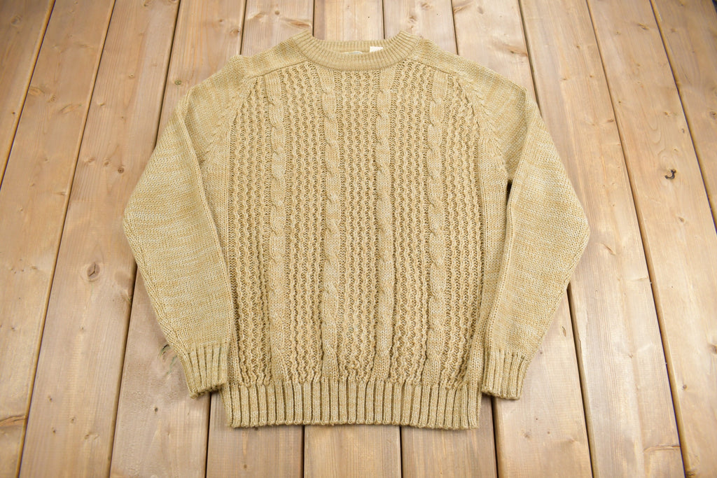 Vintage 1980s Laurentian 3D Cable Knit Crewneck Sweater