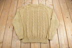 Vintage 1980s Laurentian 3D Cable Knit Crewneck Sweater