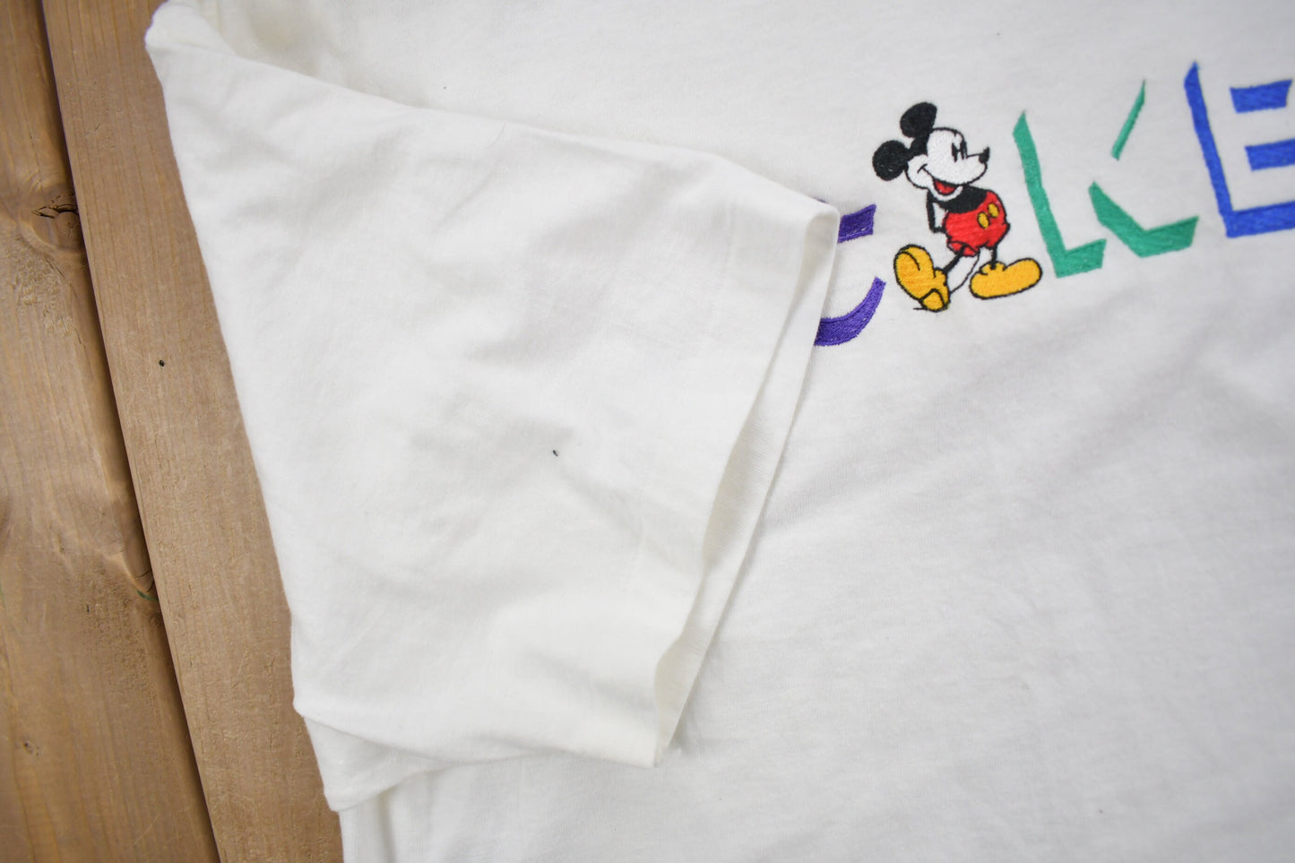 Vintage 1980s Mickey Mouse Embroidered Disney T-Shirt / 80s Tee / Vintage Mickey Mouse / Made In USA / Single Stitch