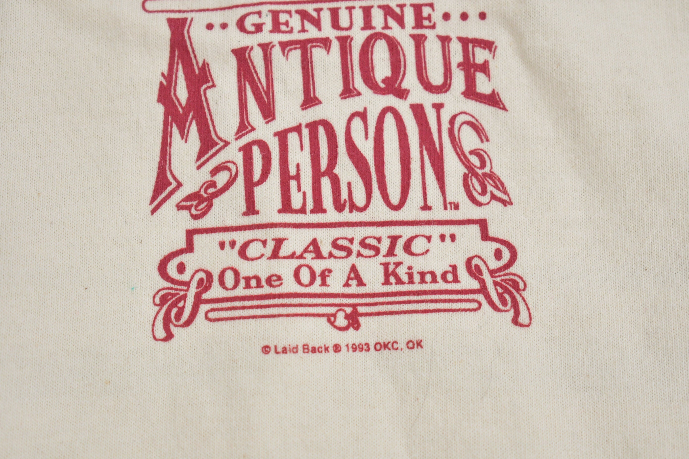 Vintage 1995 Genuine Antique Person Graphic T-Shirt