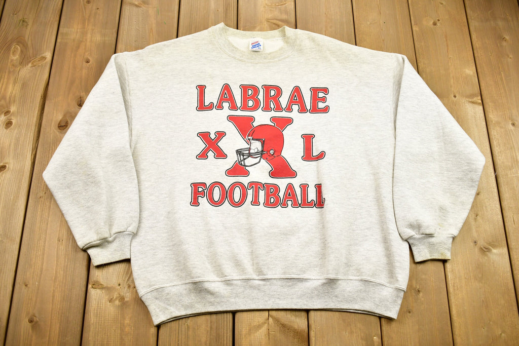 Vintage 1990s Labrae XXL Football Crewneck Sweater / Sports Team Logo / American School Sportswear / Pullover Sweatshirt / Made In USA / BS6