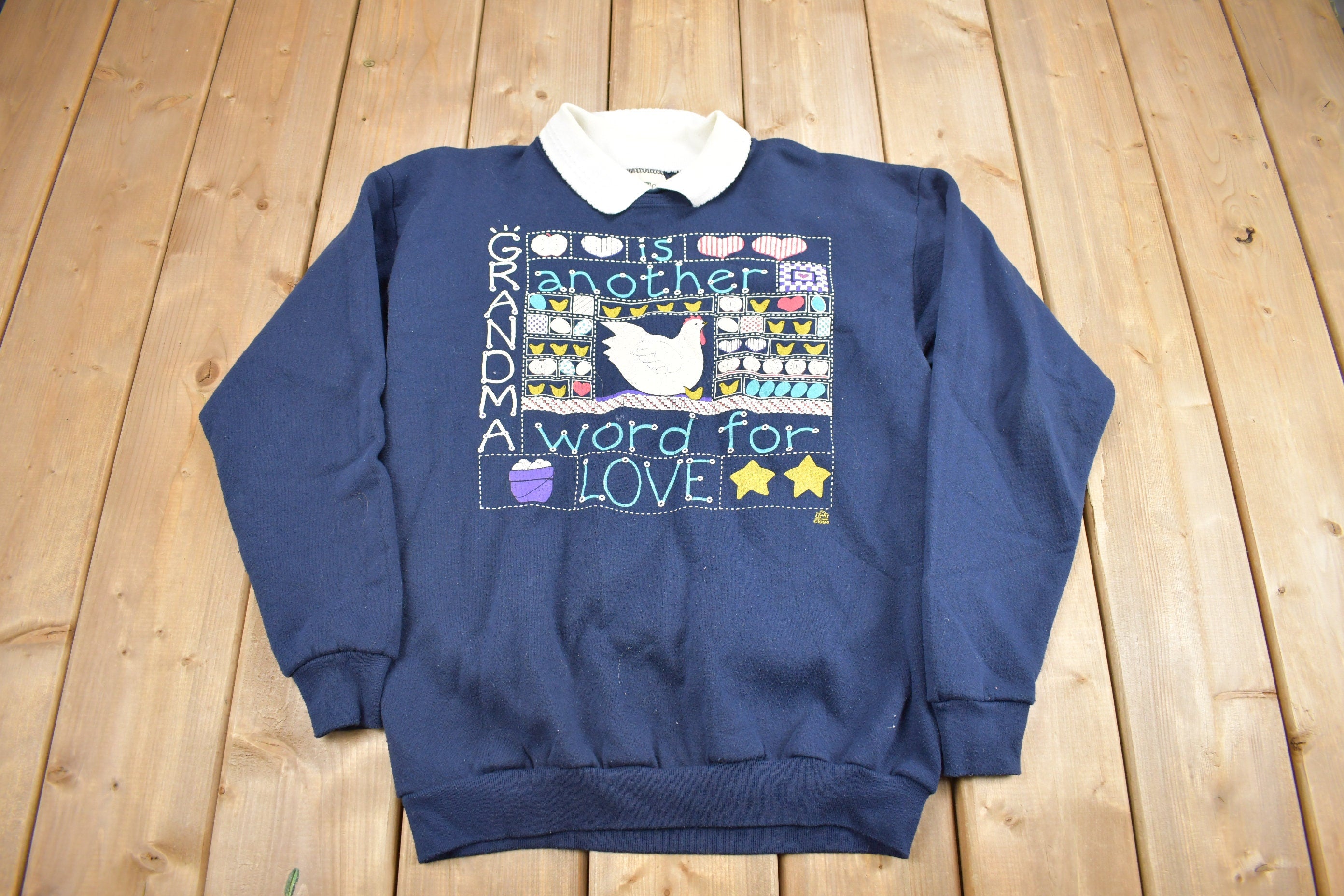 Vintage 1994 Cute Grandma Theme Crewneck Sweater