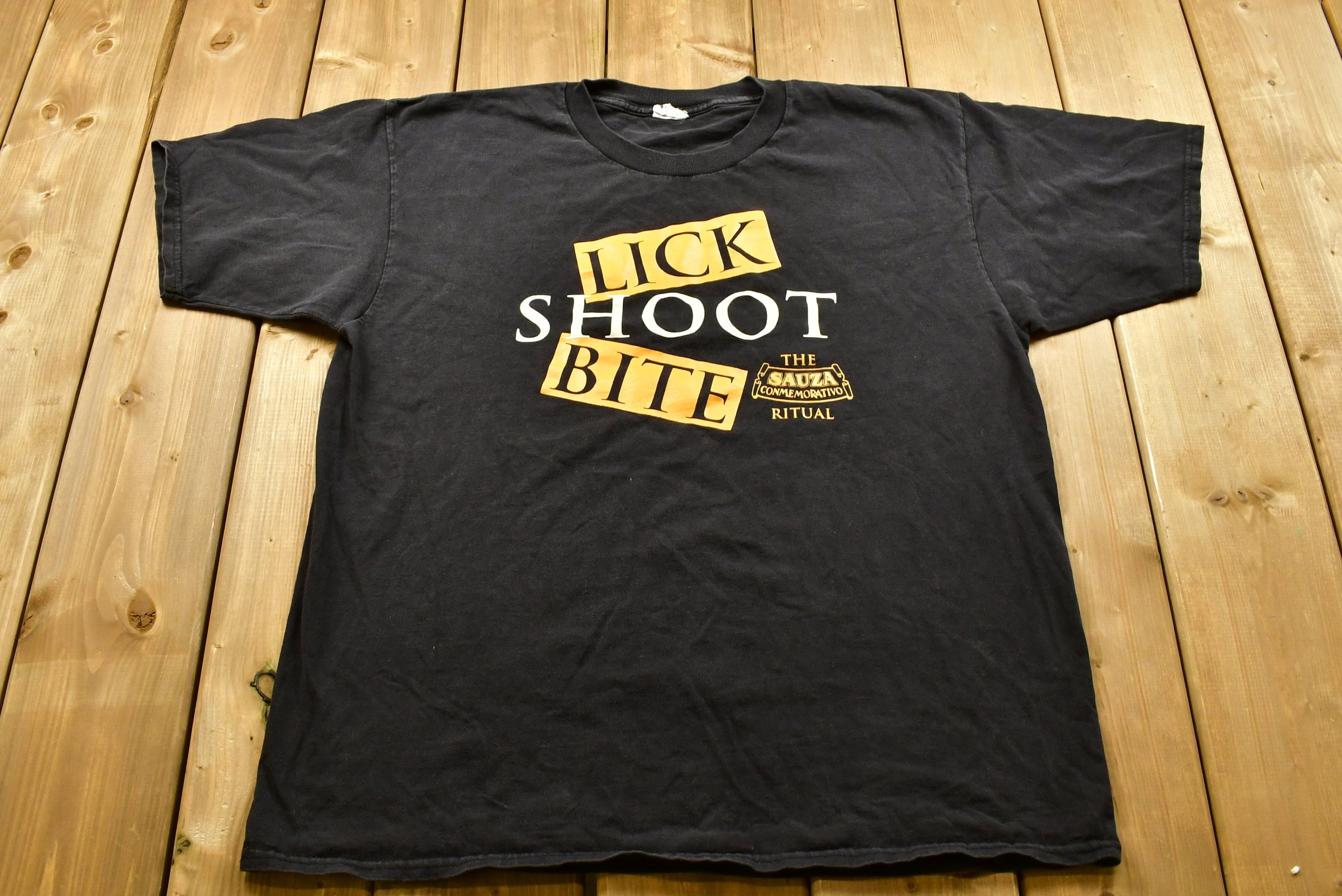Vintage 1990s Single Stitch Lick Shoot Bite Tequila T-Shirt