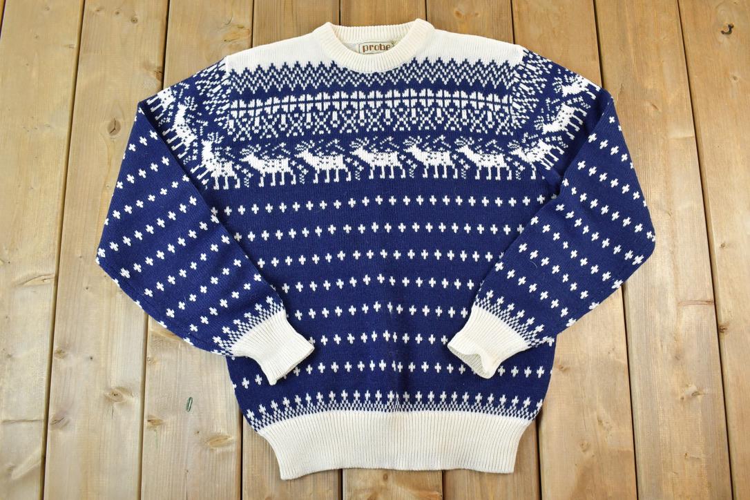 Vintage 1980s Probe Reindeer Knit Crewneck Sweater