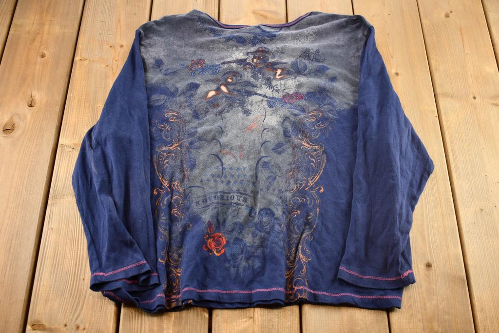 Vintage 1990s Susan Lawrence Of the Angels Embroidered Long Sleeve Graphic T-Shirt
