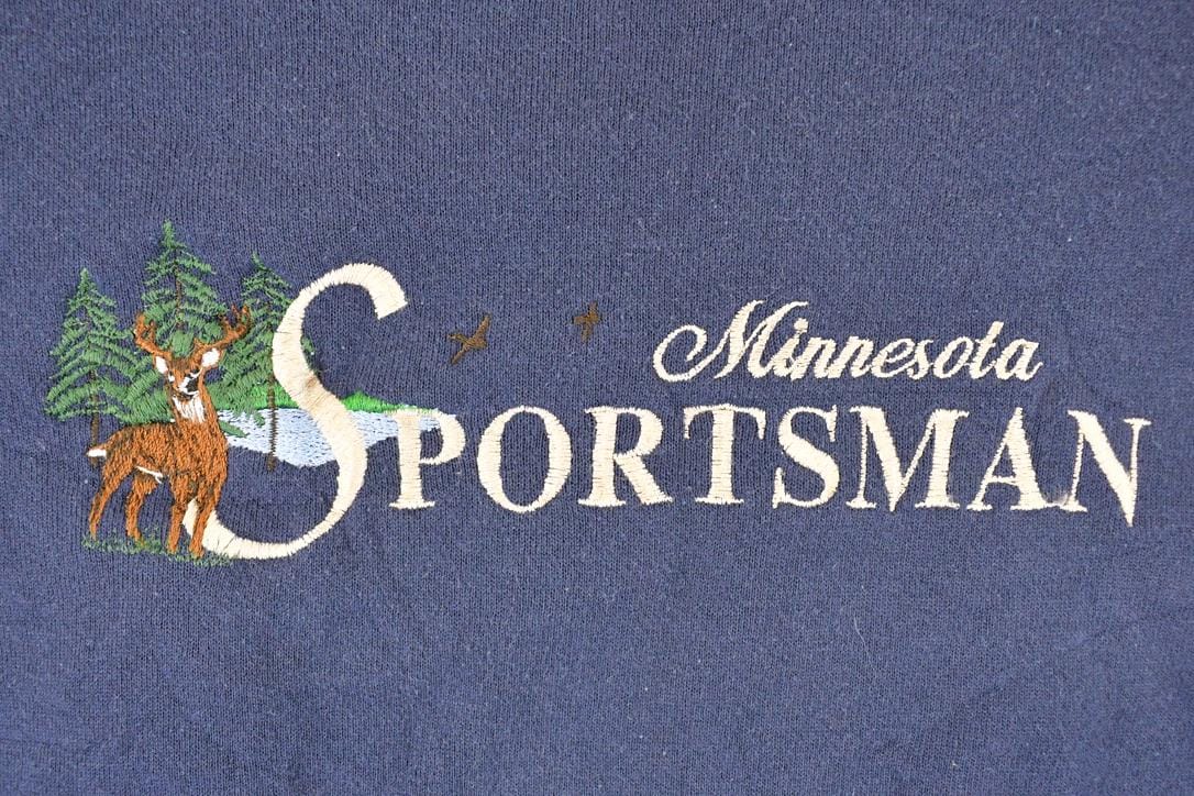 Vintage 1990s Minnesota Sportsman Embroidered Deer Crewneck Sweatshirt Mens XL
