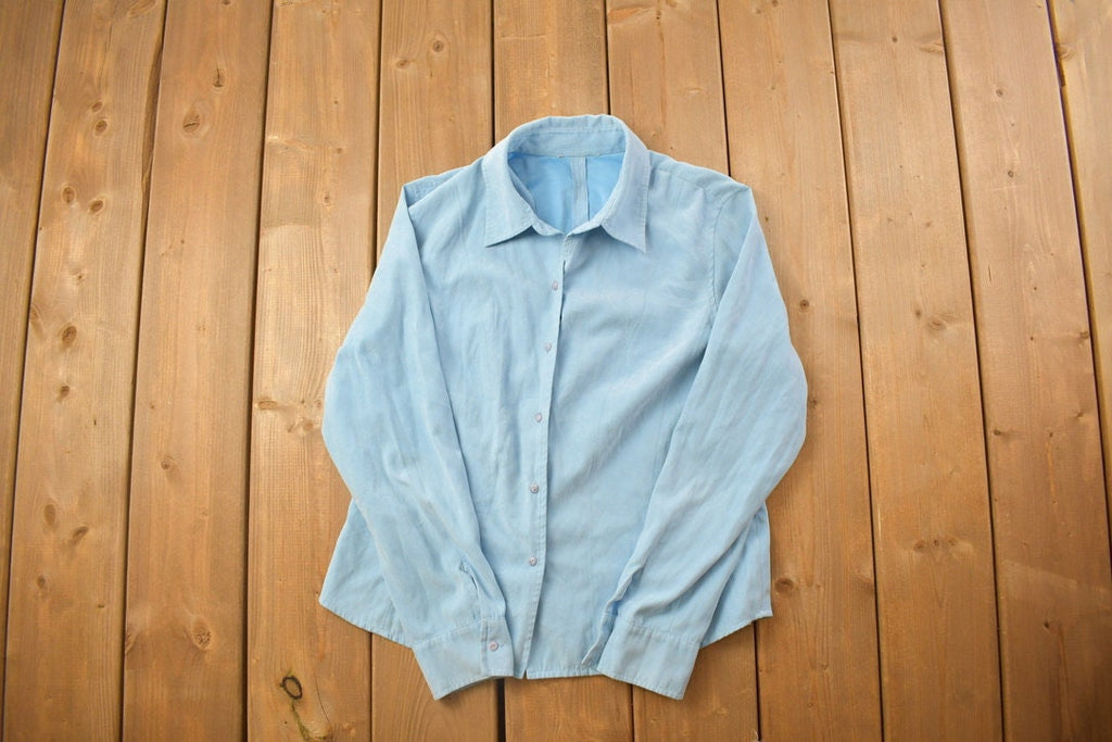 Vintage 1990s Blank Blue Button Up Shirt