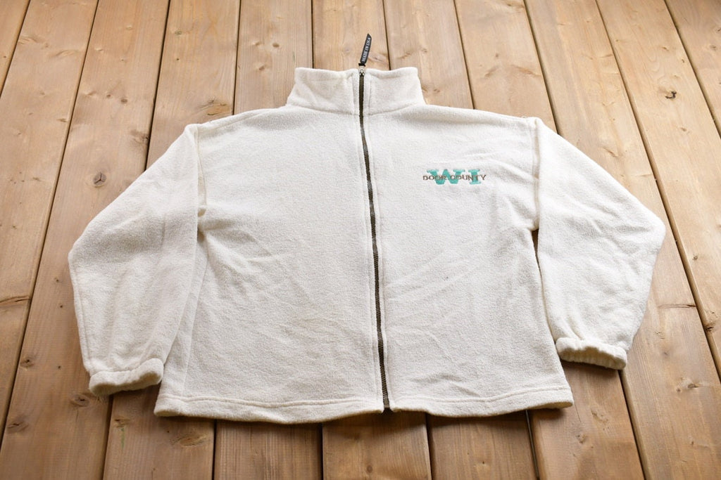 Vintage 1990s Door County Wisconsin Terry Cloth Zip Up Sweatshirt
