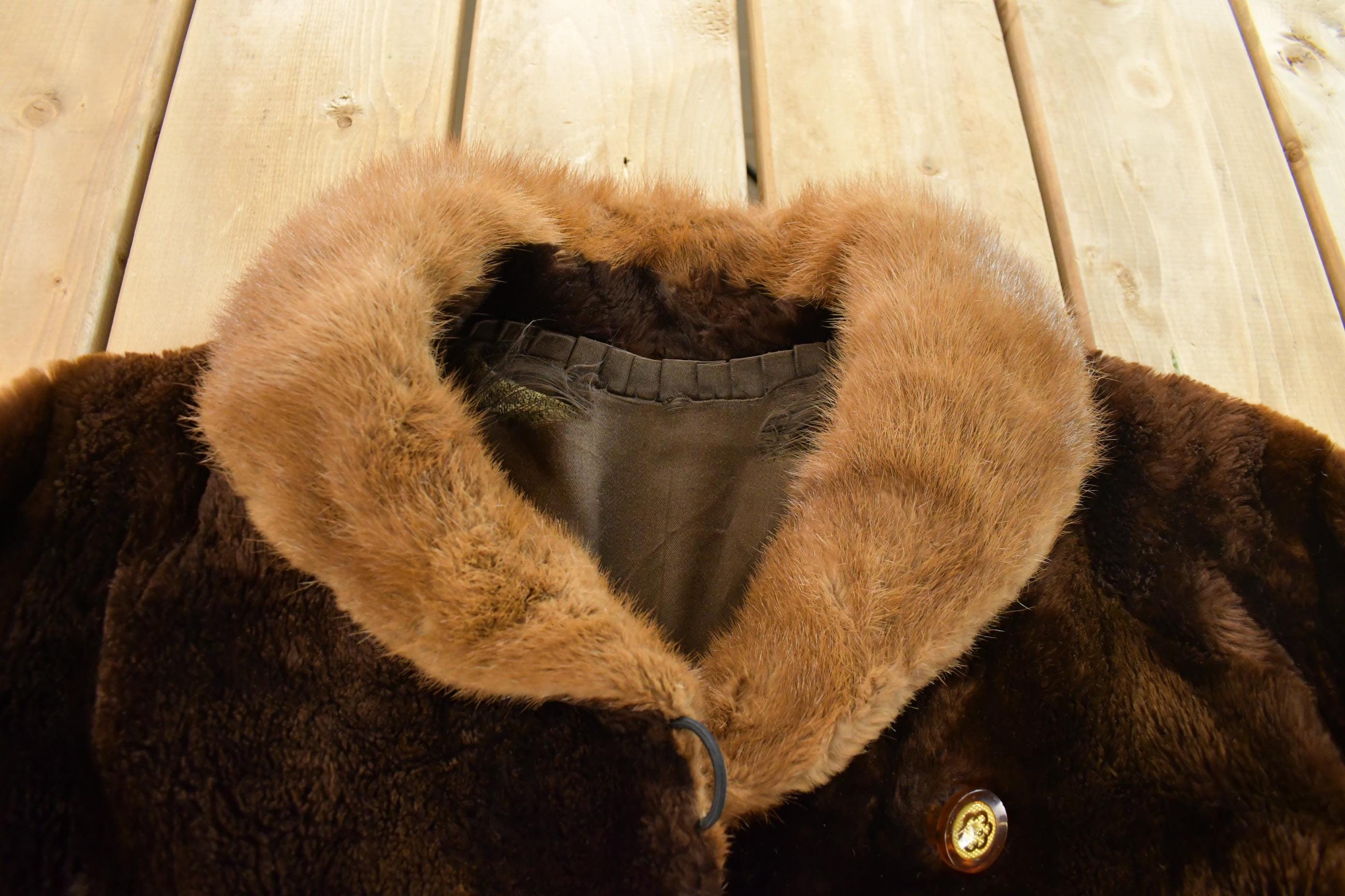 Vintage 1980s Mouton Fur Coat Adult Large