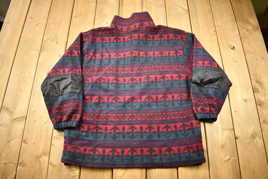 Vintage 1990s All Over Pattern Quarter Zip Fleece Sweater