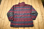 Vintage 1990s All Over Pattern Quarter Zip Fleece Sweater