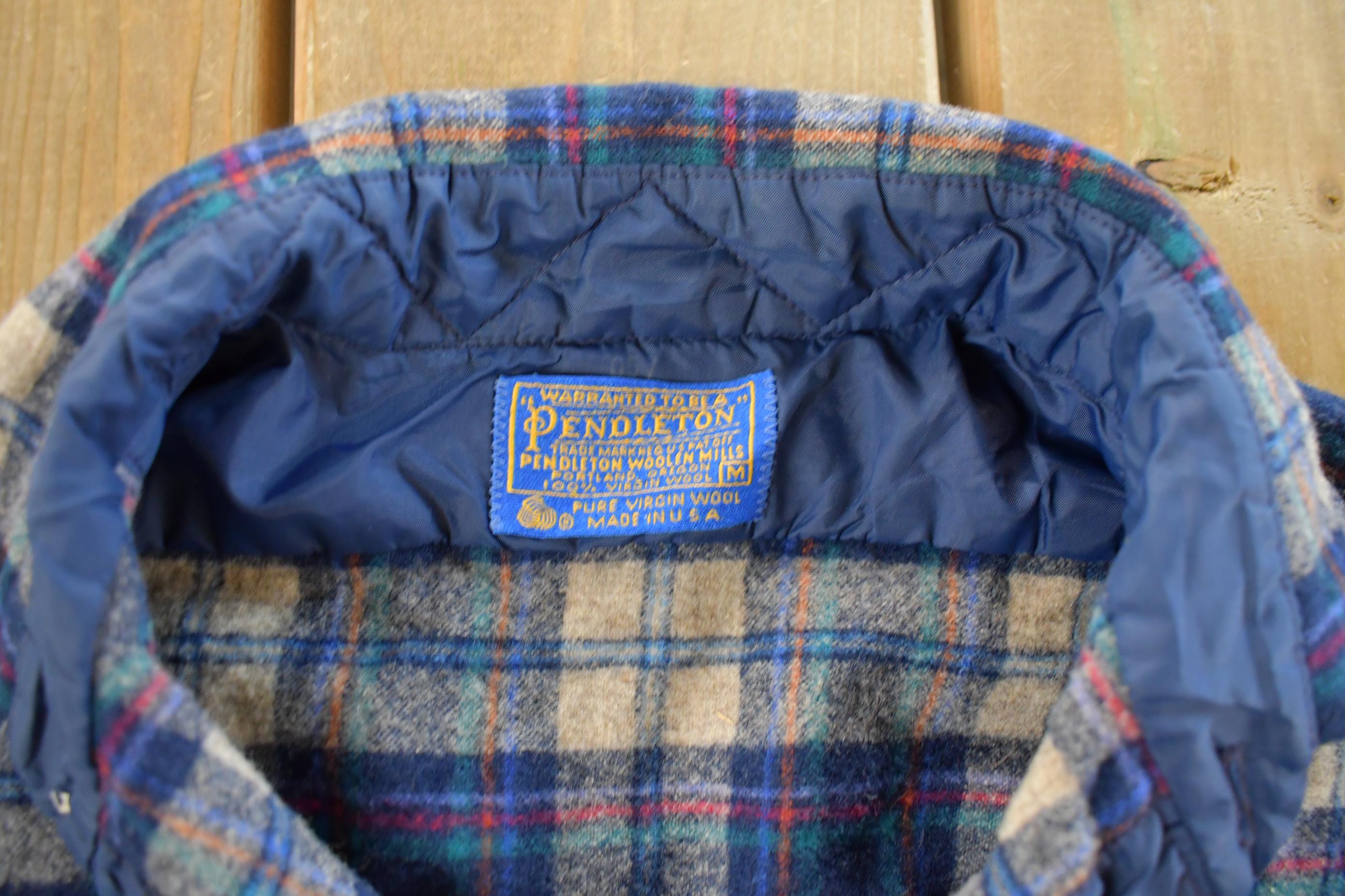 Vintage 1980s Pendleton Wool Flannel Button Up Shirt Men's Medium