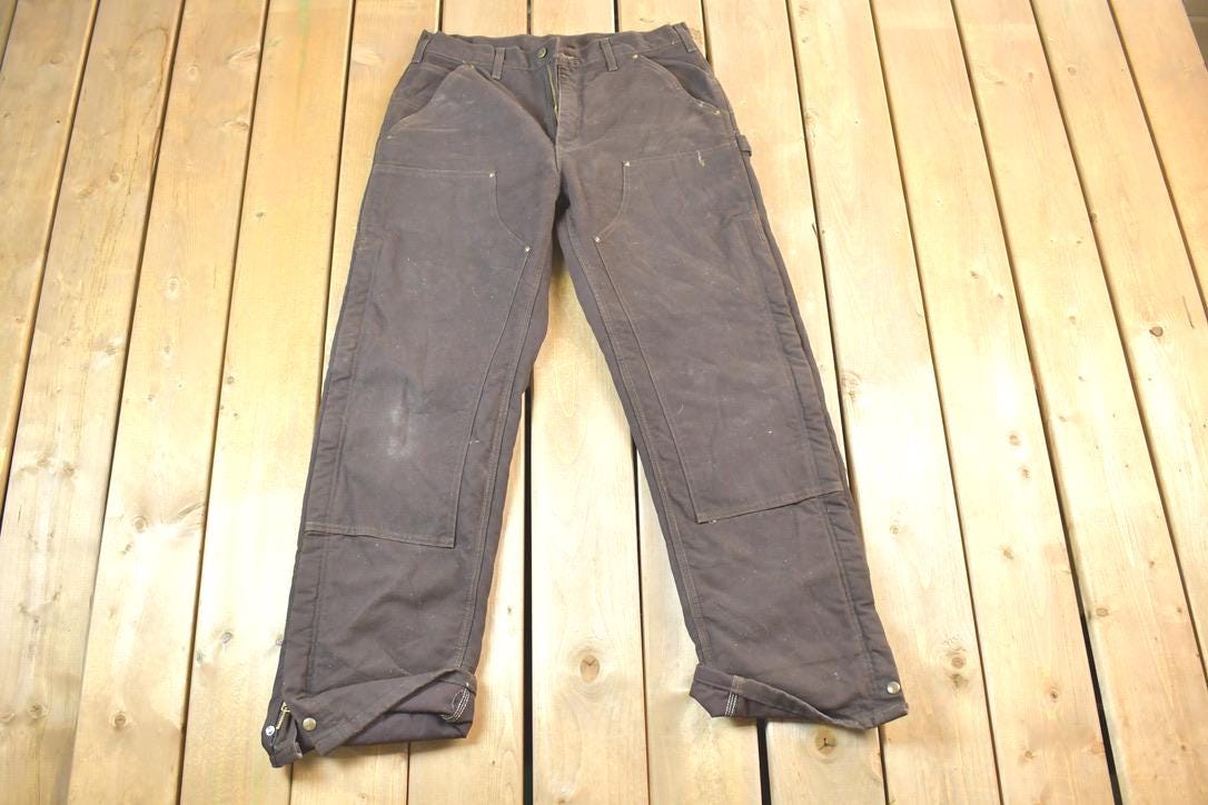 Vintage Y2K Carhartt Double Knee Heavy Lined Denim Work Jeans Size 34 x 34