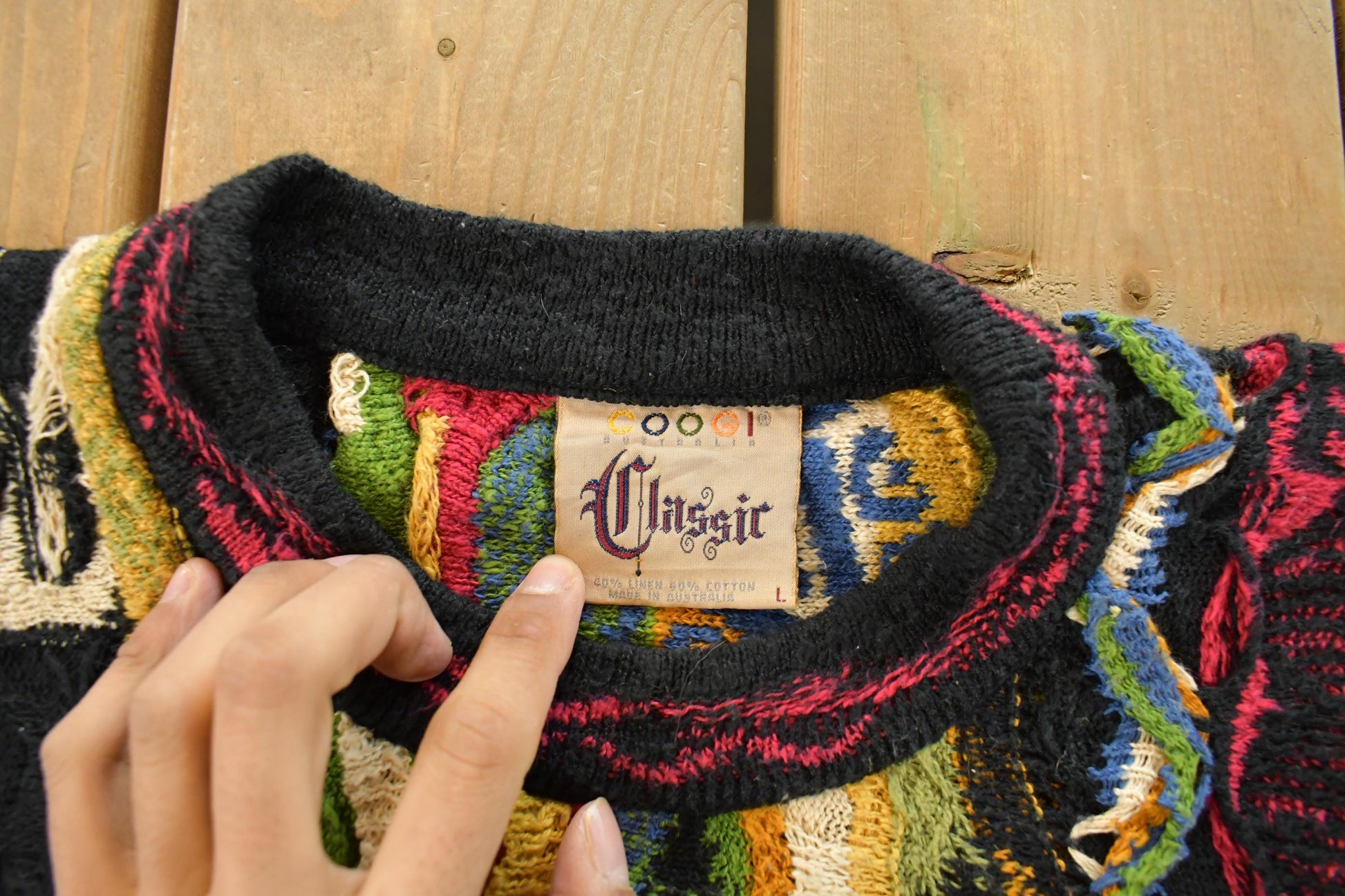 Vintage 1990s Coogi 3D Knit Abstract Crewneck Sweater Men's Large