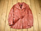 Vintage 1970s Learsi Genuine Red Leather Button Down Jacket