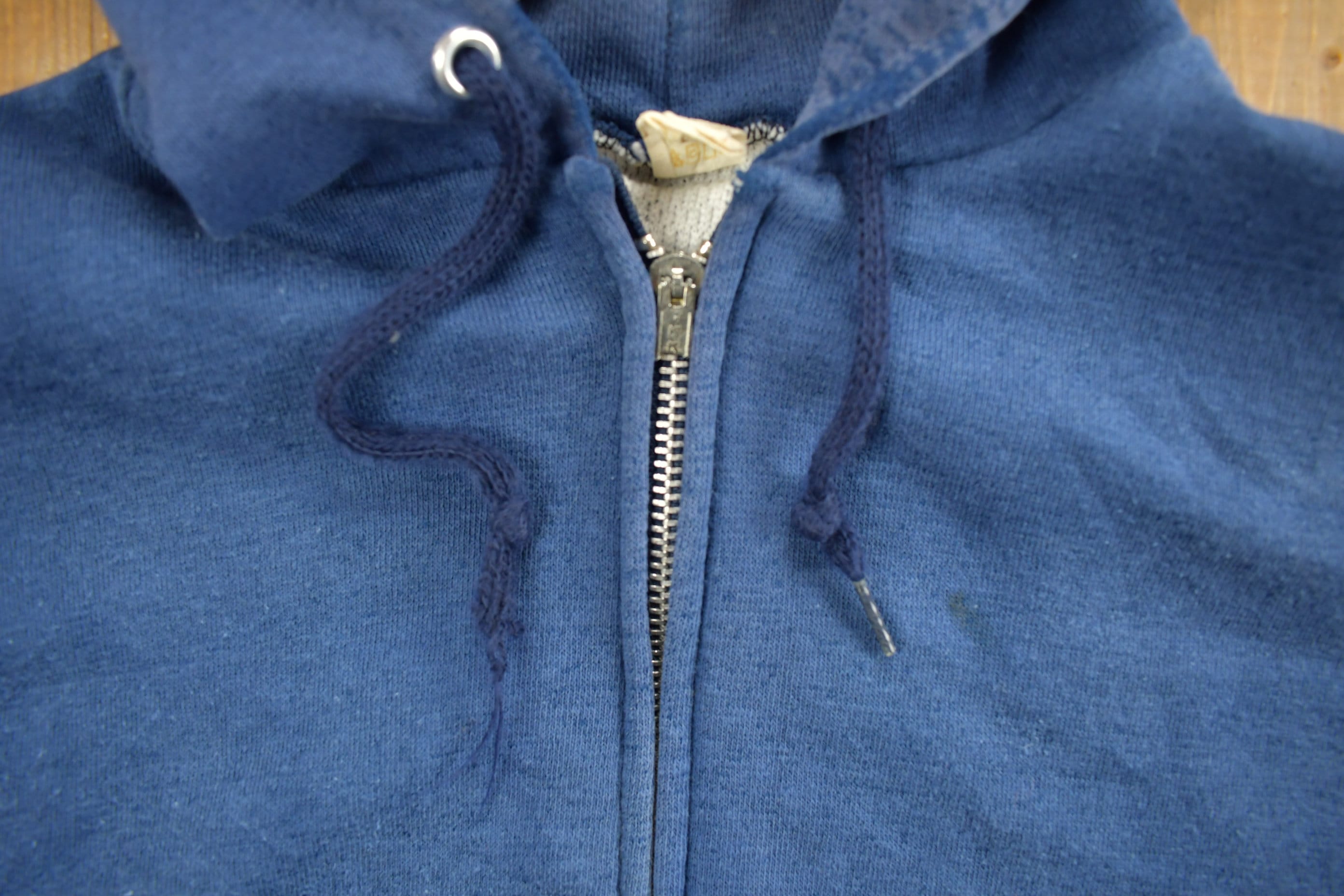 Vintage 1990s Navy Athletic Blank Zip Up Hoodie