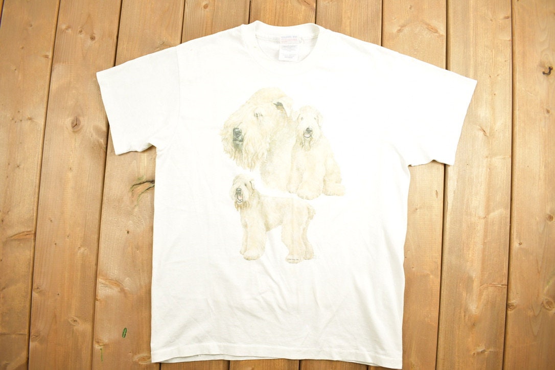 Vintage 1990s Soft-coated Wheaten Terrier Theme Graphic T-Shirt