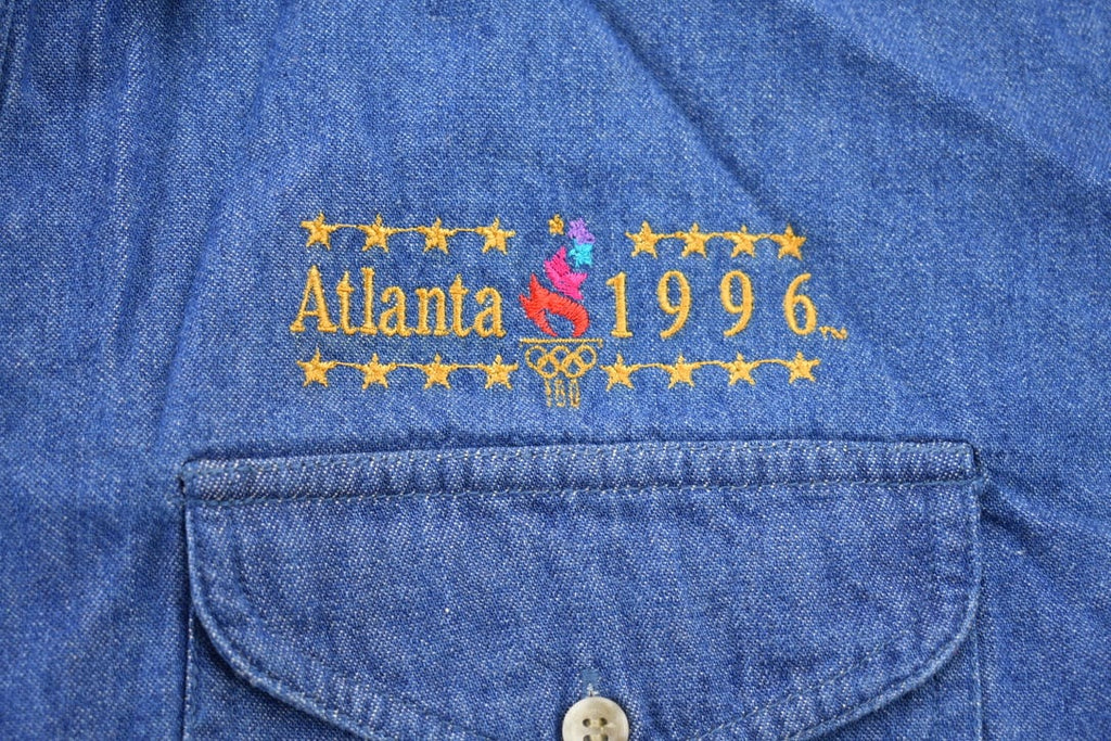 Vintage 1996 Atlanta Olympics Games Collection By TERRY Denim Button Up