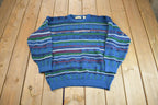 Vintage 1990s Simona Abstract Pattern Knit Crewneck Sweater Made In Italy