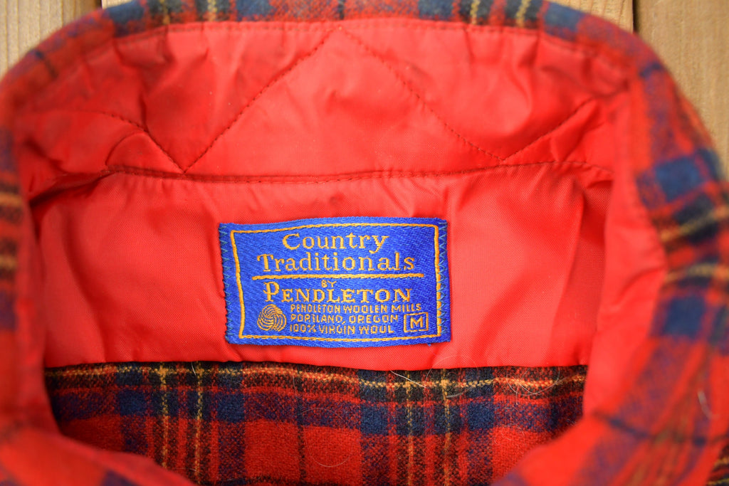 Vintage Country Traditionals By Pendleton Red Leslie Tartan Plaid Button Up Shirt