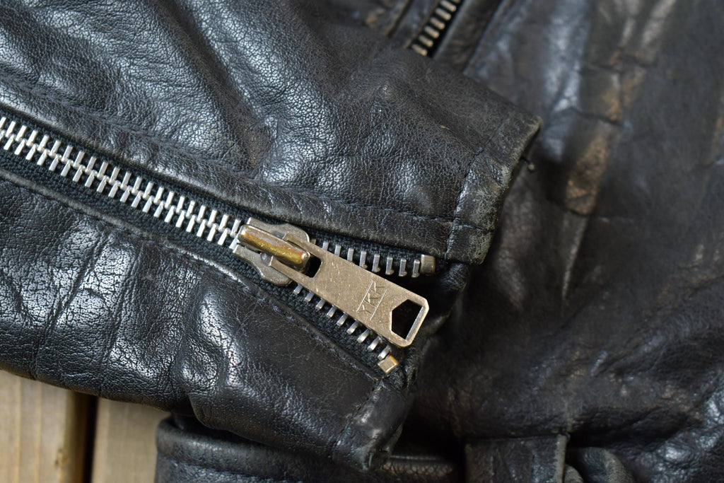 Vintage 1980s Leather Gold Biker Jacket - 44R