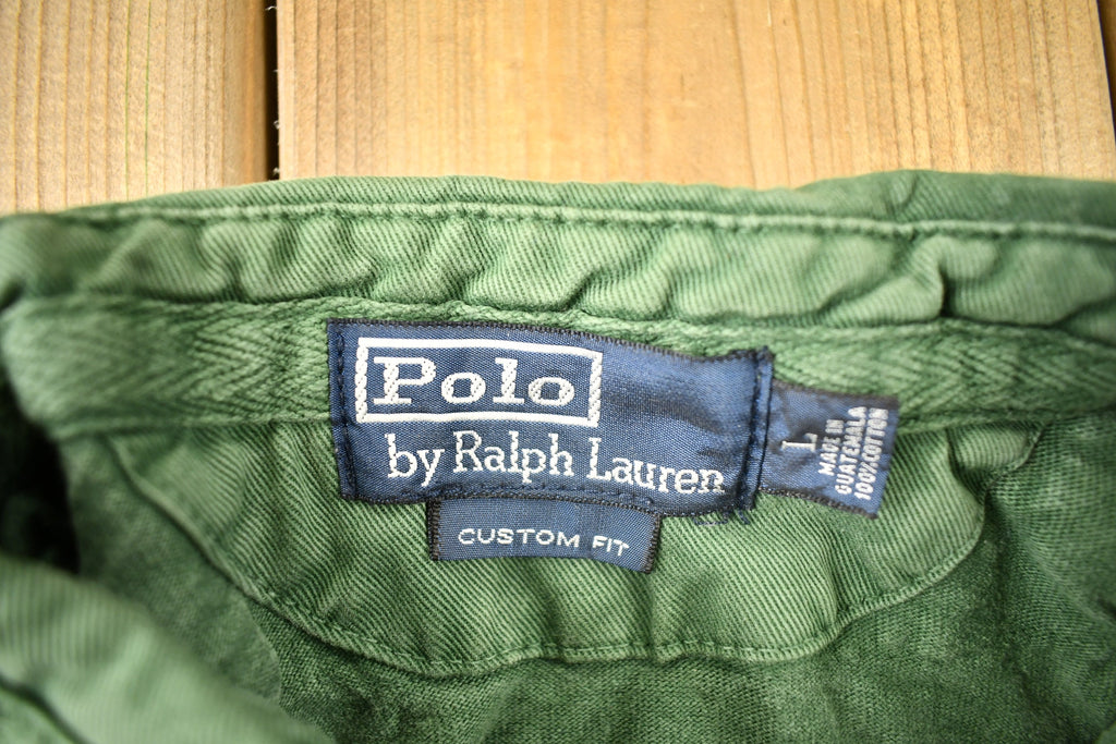 Vintage 1990s Polo Ralph Lauren Quarter Button Green Sweatshirt