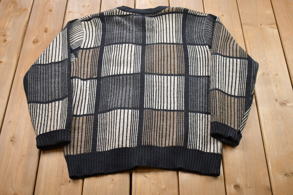Vintage 1980s Expressions Abstract Knitted Cardigan Sweater