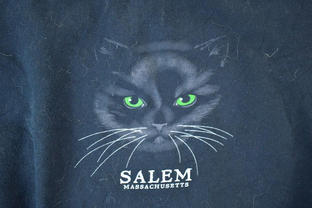 Vintage 1990s Salem Massachusetts Black Cat Heavyweight Crewneck Sweatshirt Mens XL