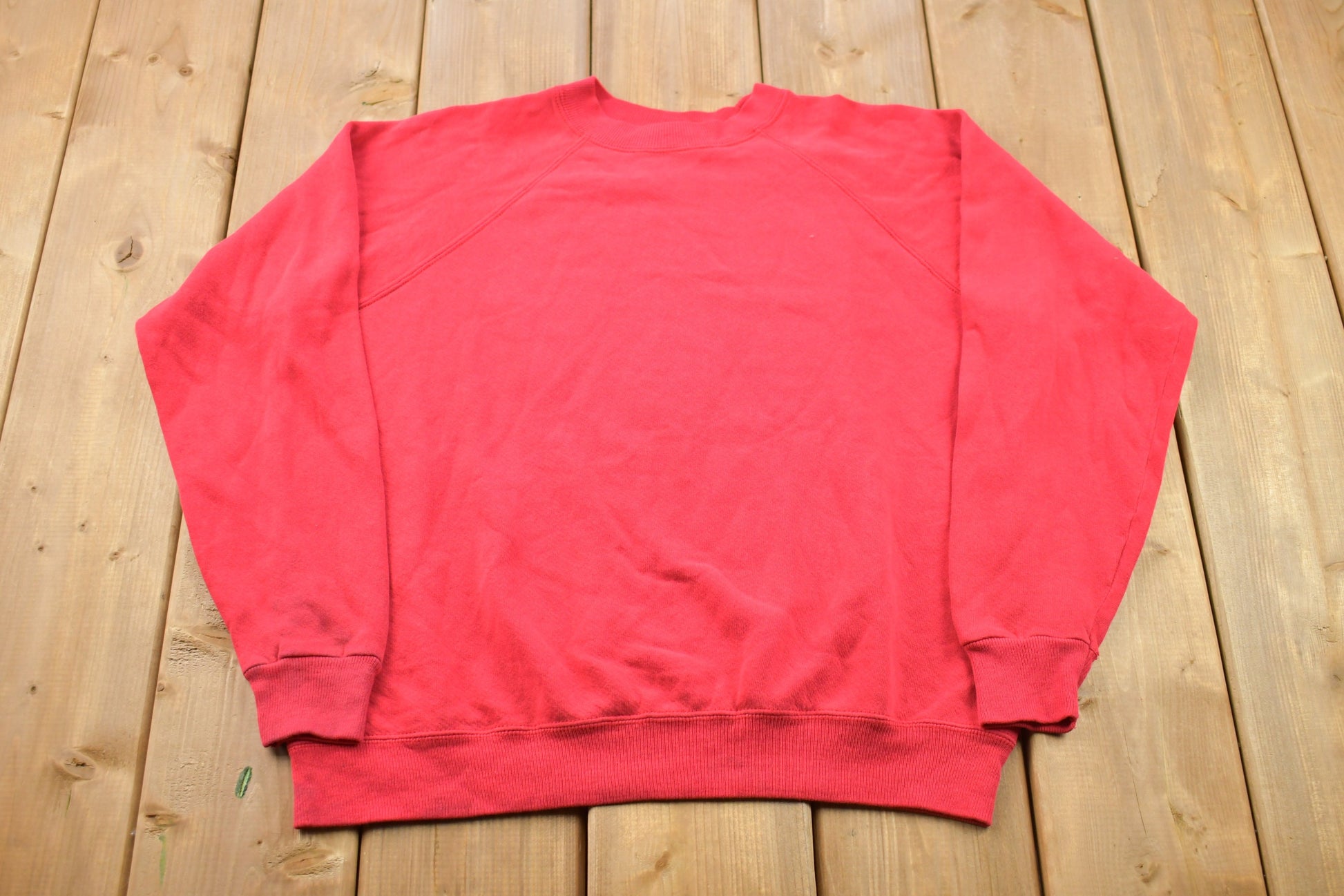 Vintage 1990s Blank Bright Red Crewneck Sweatshirt