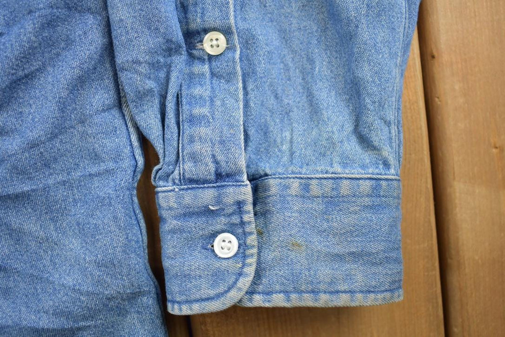 Vintage 1990s Polo Ralph Lauren Small Pony Denim Button Up Shirt