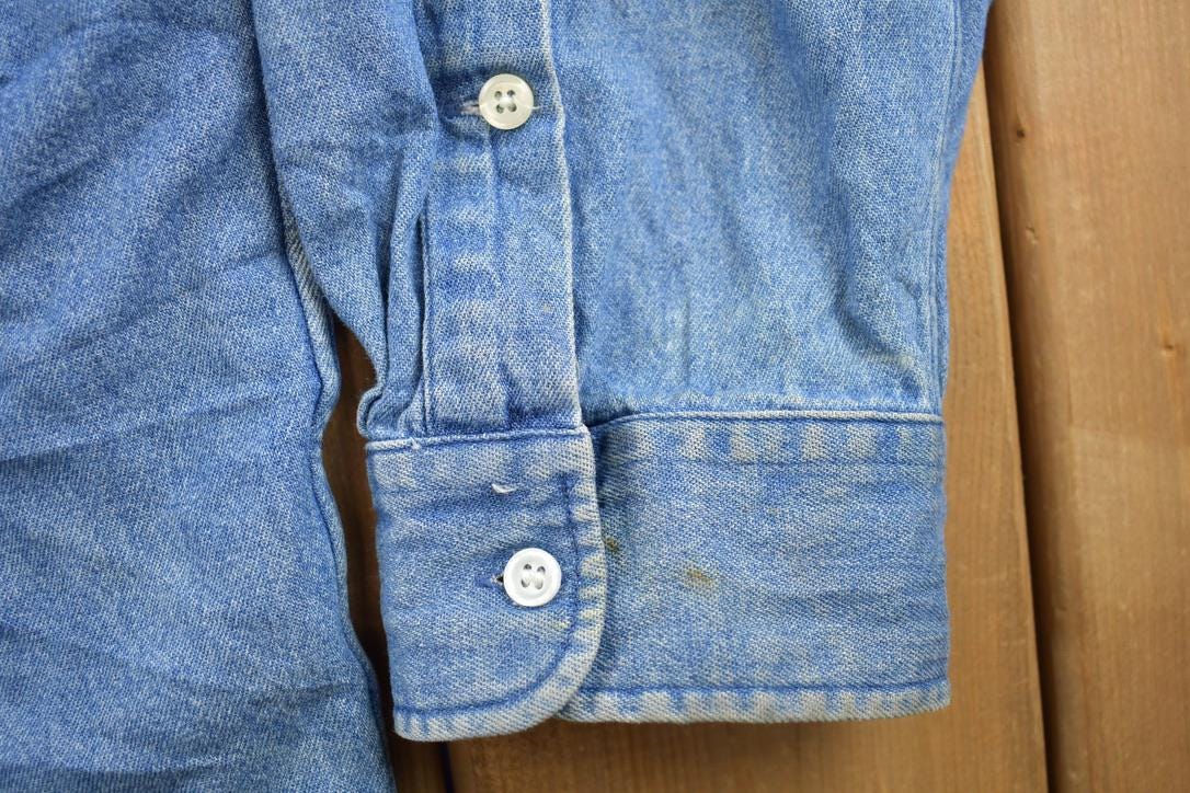 Vintage 1990s Polo Ralph Lauren Small Pony Denim Button Up Shirt